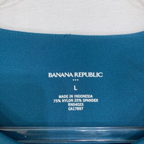 New Banana Republic Large Blue Scuba Nylon Fabric Compression Top - Picture 2 of 9